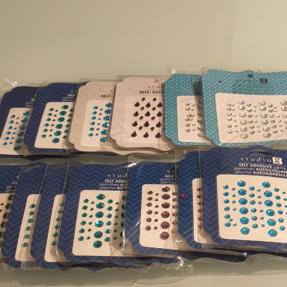 Studio Self-Adhesive Gem Pack - Blue, Red, Silver Bundle